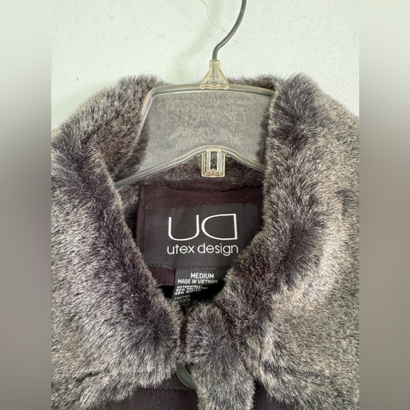 Utex Design Women's Full Length Suede Faux Fur Full Length black Coat Sz. M - Picture 5 of 5